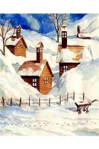 Snowy Christmas Village Scenic School Comp Book 130 Pages