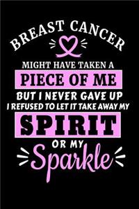 Breast Cancer Might Have Taken a Piece of Me But I Never Gave Up I Refuse to Let It Take Away My Spirit or My Sparkle