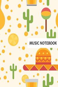 Music Notebook: Cactus /Blank Music Sheet / 10 Staves Per Page / 120 Pages / 8 X 10