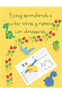 Estoy aprendiendo a escribir letras y números con dinosaurios
