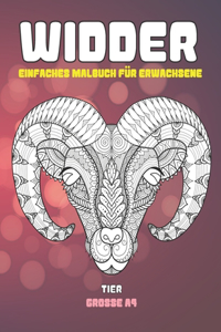 Einfaches Malbuch für Erwachsene - Grosse A4 - Tier - Widder