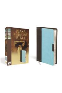 NASB, Thinline Bible, Leathersoft, Brown/Blue, Red Letter Edition