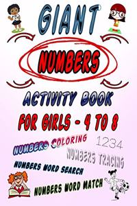 Giant Numbers Activity Book For Girls 4 - 8