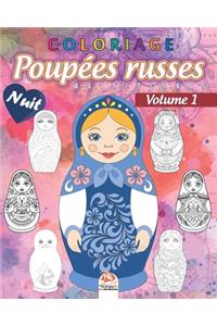 Coloriage Poupées russes 1 - Matriochkas - Nuit