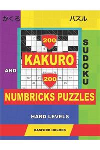 200 Kakuro sudoku and 200 Numbricks puzzles hard levels.