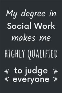 My degree in social work makes me highly qualified to judge everyone