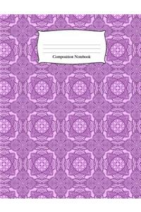 Composition Notebook: Purple Intricate Flowers Wide Ruled Notebook