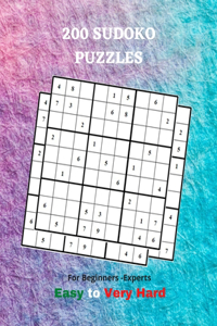 200 SUDOKU PUZZLES For Beginners-Experts Easy to Very Hard