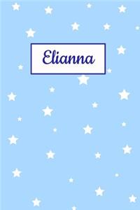 Elianna: Personalized Name Journal. Wide Ruled (Lined) Writing Diary, Composition Book. Baby Blue Star Cover for Girls, Kids and Teens