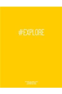 Notebook for Cornell Notes, 120 Numbered Pages, #EXPLORE, Gold Cover
