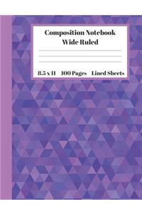 Composition Notebook Wide Ruled Lined Sheets: Pretty Under 11 Dollar Purple Mosiac Tile Pixel Design Art Gifts Notebook Back to School and Home Schooling Journal For kids Girls Boys Teens Women 