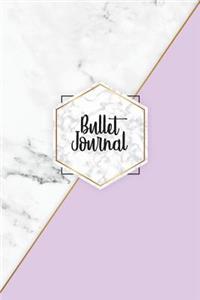 Bullet Journal: Marble + Gold Trendy Journal - 120-Page 1/4 Inch Dot Grid Notebook- 6 X 9 Marble & Gold Perfect Bound Softcover