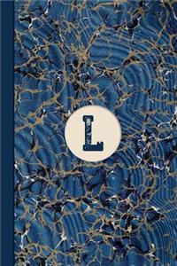 Monogram L Marble Notebook (Blue Ginger Edition): Blank Lined Marble Journal for Names Starting with Initial Letter L