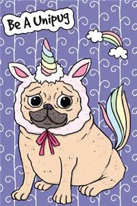 Journal Notebook For Dog Lovers Unicorn Pug - Mauve