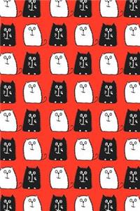 Journal Notebook For Cat Lovers Black and White Cats in a Row 3