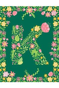 Floral Initial K Monogram Journal