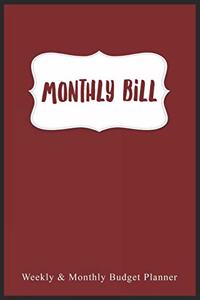 Monthly Bill Weekly & Monthly Budget Planner