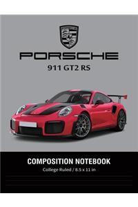 Porsche 911 GT2 RS Composition Notebook College Ruled / 8.5 x 11 in