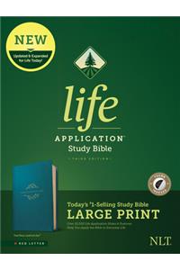 NLT Life Application Study Bible, Third Edition, Large Print (Leatherlike, Teal Blue, Indexed)