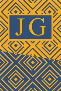 J G: Art Deco Initials J G Monogram Notebook, J G Monogrammed Journal Gift