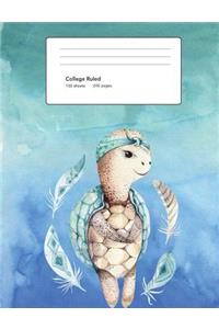 Turtle Composition Book College Ruled: 100 Sheets / 200 Pages, 7.44" x 9.69", Cute Animal Design