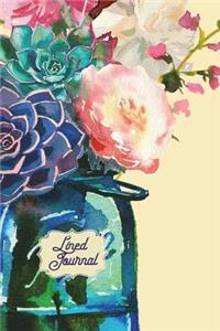Journal Notebook, Lined, Succulent Peony Bouquet