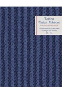 Knitters Design Notebook 2: 3 Ratio Knitting Graph Paper: 100 Pages (50 Sheets); 8.5 X 11; Dark Blue Cover