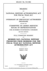 Hearing on National Defense Authorization Act for Fiscal Year 2017 and oversight of previously authorized programs before the Committee on Armed Services, House of Representatives, One Hundred Fourteenth Congress, second session
