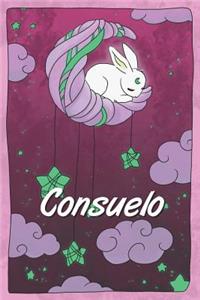 Consuelo: personalized notebook sleeping bunny on the moon with stars softcover 120 pages blank useful as notebook, dream diary, scrapbook, journal or gift id