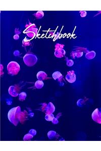 Sketchbook: Pink Jellyfish Deep Ocean, Large Blank Pages of White Paper Good for Drawing, Sketching & Doodling