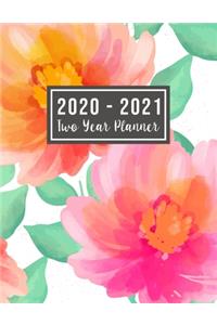 2020-2021 Two Year Planner: 2020-2021 monthly planner full size - Flower Watercolor Cover - 2 Year Calendar 2020-2021 Monthly - 24 Months Agenda Planner with Holiday - Personal