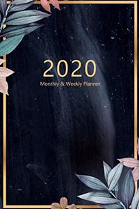 2020 Monthly & Weekly Planner: Hourly appointment planner. 7 full daily columns. Schedule, arrange, plan events. Monday start week. 9.0" x 6.0". Portable. (Golden square look, flo