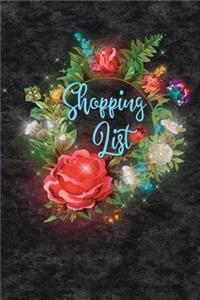 Shopping List: Grocery Holiday Shop Magical Fantasy Flower Wreath 6x9