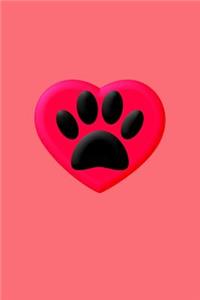 Dog Paw Print in Red Heart