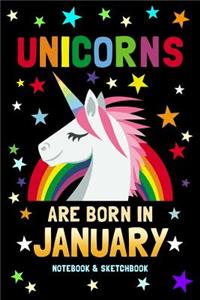 Unicorns Are Born in January Notebook & Sketchbook