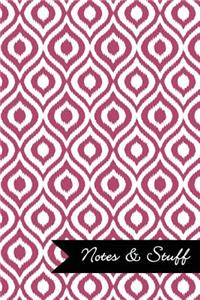 Notes & Stuff - Lined Notebook with Dusty Rose Ikat Pattern Cover
