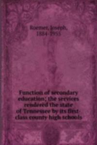 FUNCTION OF SECONDARY EDUCATION THE SER