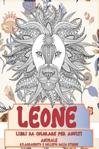 Libri da colorare per adulti - Rilassamento e sollievo dallo stress - Animale - Leone