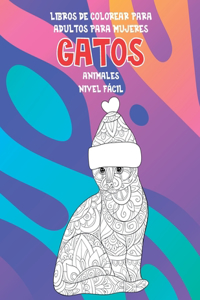 Libros de colorear para adultos para mujeres - Nivel fácil - Animales - Gatos
