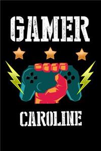 Gamer Caroline: Liniertes Notizbuch für deinen Vornamen