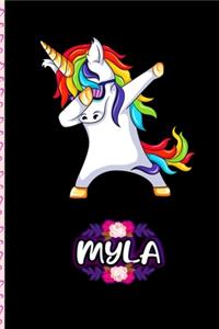 Myla - Dabbing Unicorn personalized named Notebook