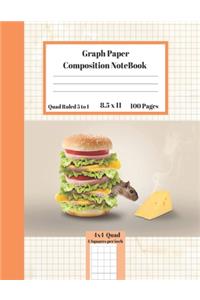 Graph Composition Notebook 4 Squares per inch 4x4 Quad Ruled 4 to 1 / 8.5 x 11 100 Sheets