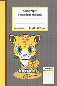 Graph Composition Notebook 4 Squares per inch 4x4 Quad Ruled 4 to 1 / 8.5 x 11 100 Sheets