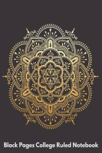 Black Pages College Ruled Notebook