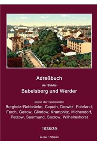 Adreßbuch der Städte Babelsberg und Werder, 1938/39