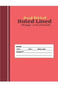 Amiesk Notebook - Ruled Lined Notebook - 140 pages (7.44 x 9.69 inch)