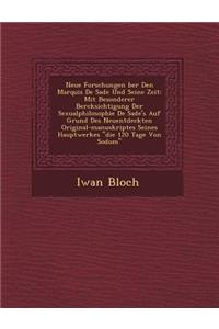 Neue Forschungen Ber Den Marquis de Sade Und Seine Zeit