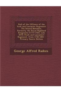 Roll of the Officers of the York and Lancaster Regiment