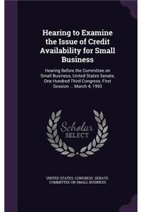 Hearing to Examine the Issue of Credit Availability for Small Business