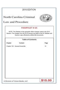 North Carolina Criminal Law and Procedure-Pamphlet 65